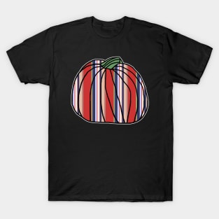 Halloween Horror Pumpkin Red Blue Stripes T-Shirt